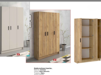 Armario multiusos de tres puertas