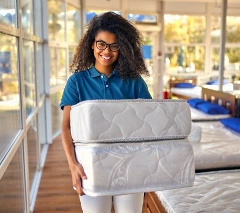 mattress showroom with various bed models display